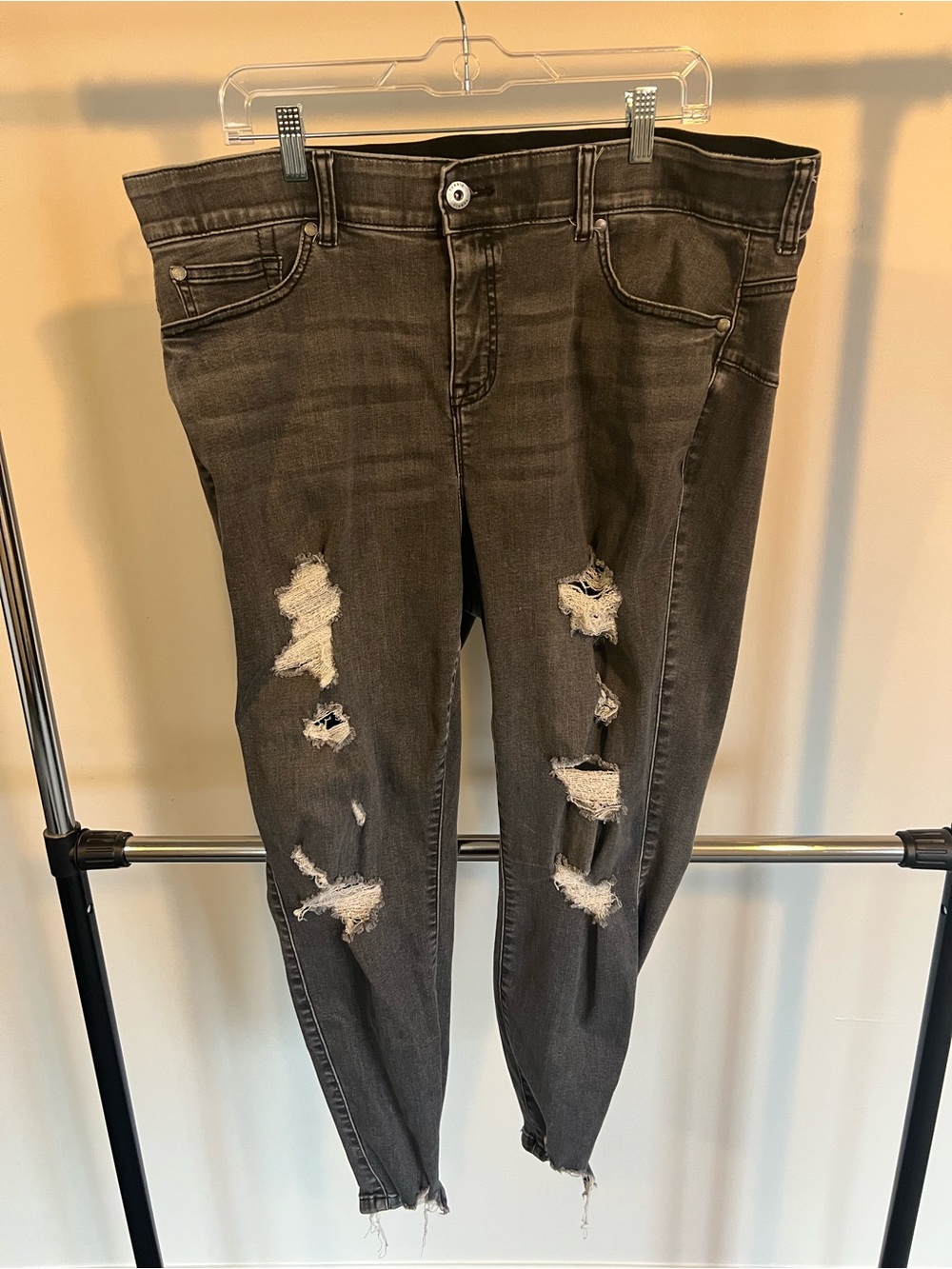 torrid Black Distressed High-Rise Skinny Jeans